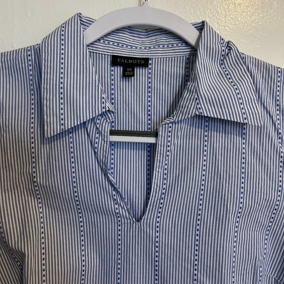 Talbots Striped Tie Sleeve Blouse (Like New) - Picture 3 of 6